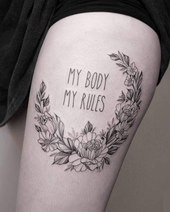 Floral Thigh Tattoo by phoebejhunter