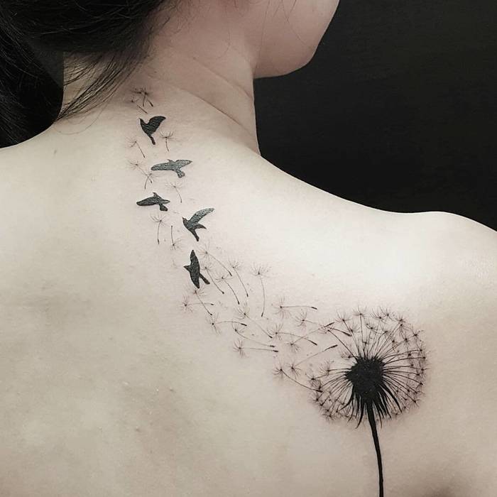 Creative Dandelion Tattoo by jeffchewtattoo