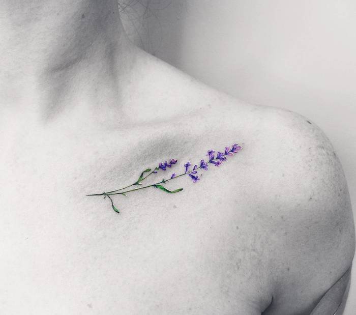 Delicate Lavender Tattoo by vt_kazantsev