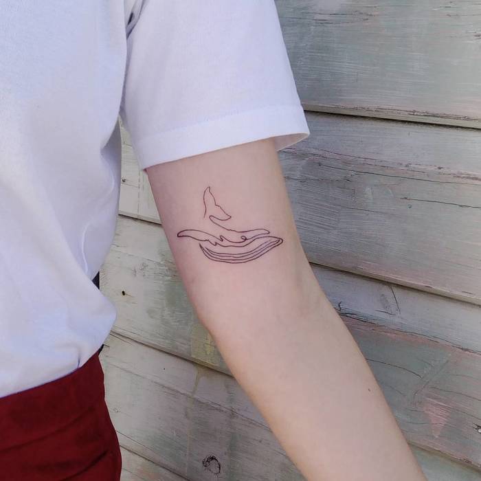 Minimalist Single Line Whale Tattoo by torilitattoo
