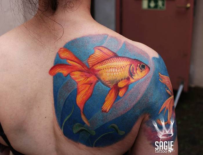 Goldfish Tattoo by sagietattoo