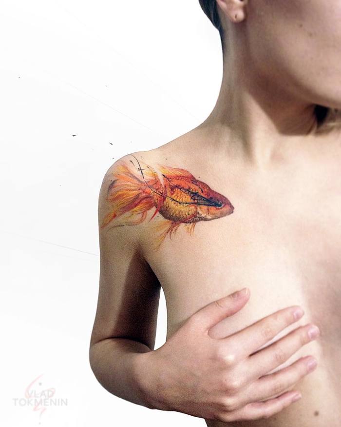 Goldfish Tattoo by vt_tattoo