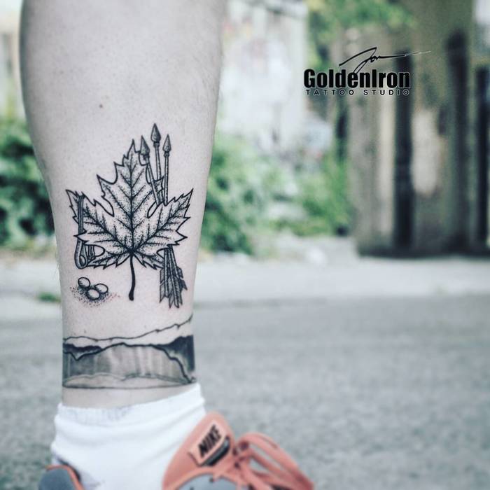 Maple Leaf Tattoo by j.mo_ink