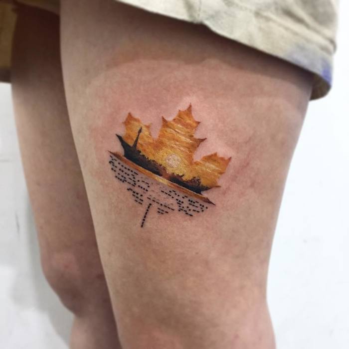 Maple Leaf Tattoo by mintengz_tattoo