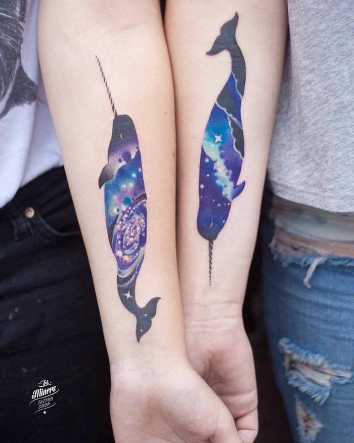 Matching Narwhal Tattoo by martyna_popiel