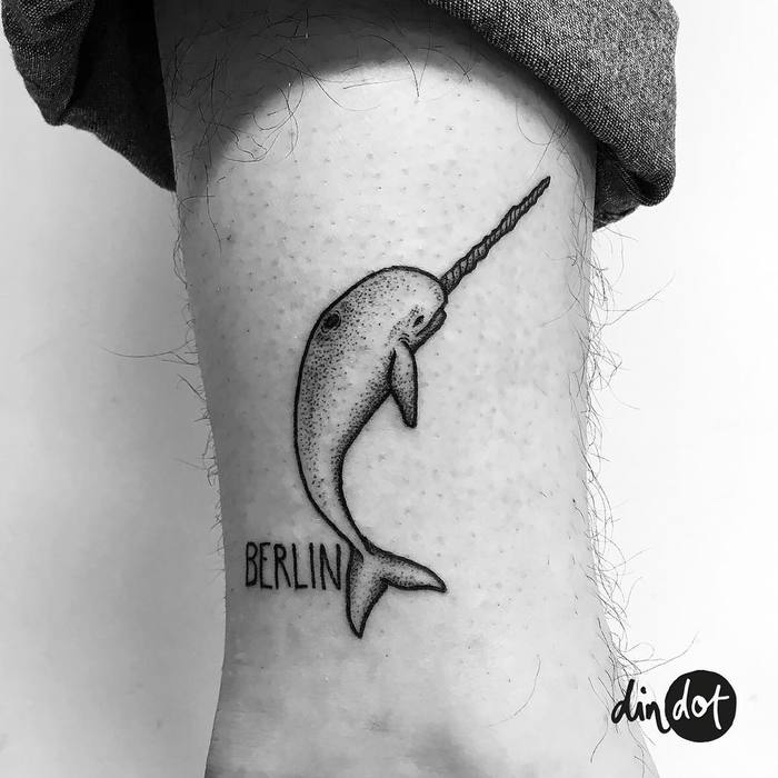 Cute Narwhal Tattoo by dindottattoo