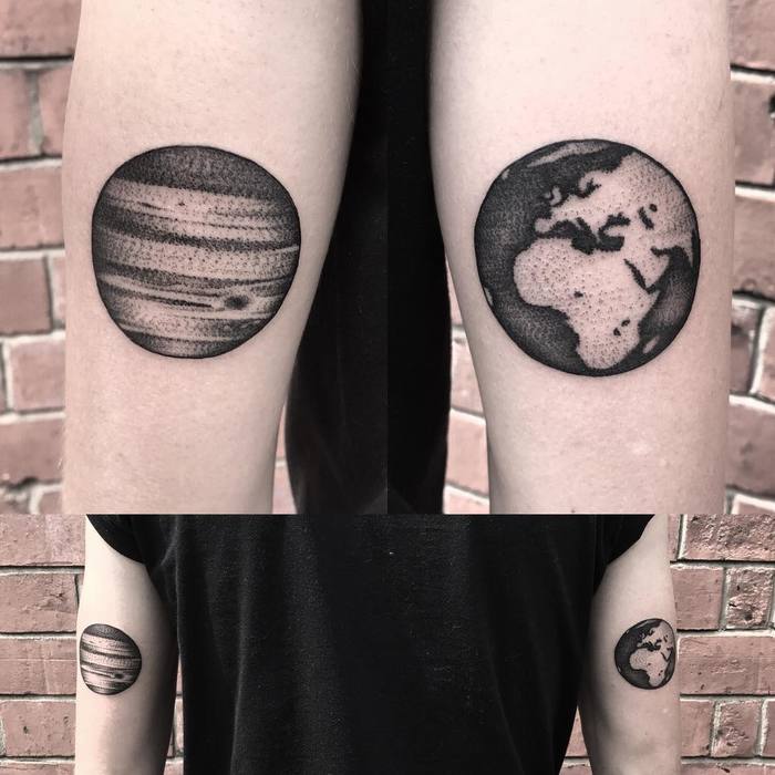 Jupiter and Earth Tattoo by andyjctattoo