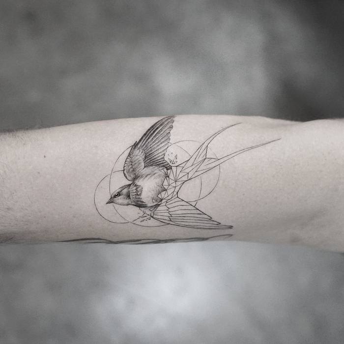 Geometric Swallow Tattoo by Mr. K