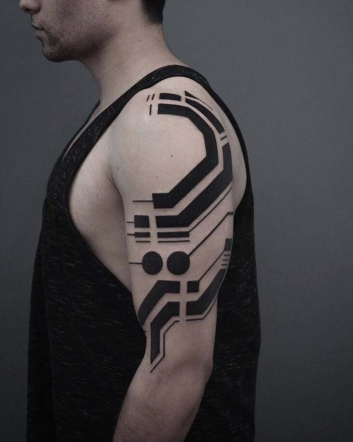 Blackwork Cybernetic Tattoo by Georgie Williams