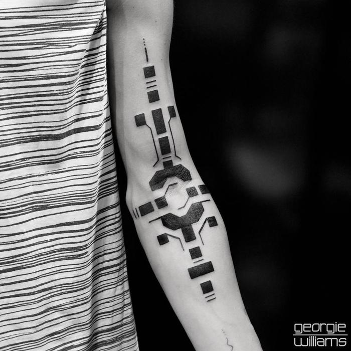 Blackwork Cybernetic Tattoo by Georgie Williams