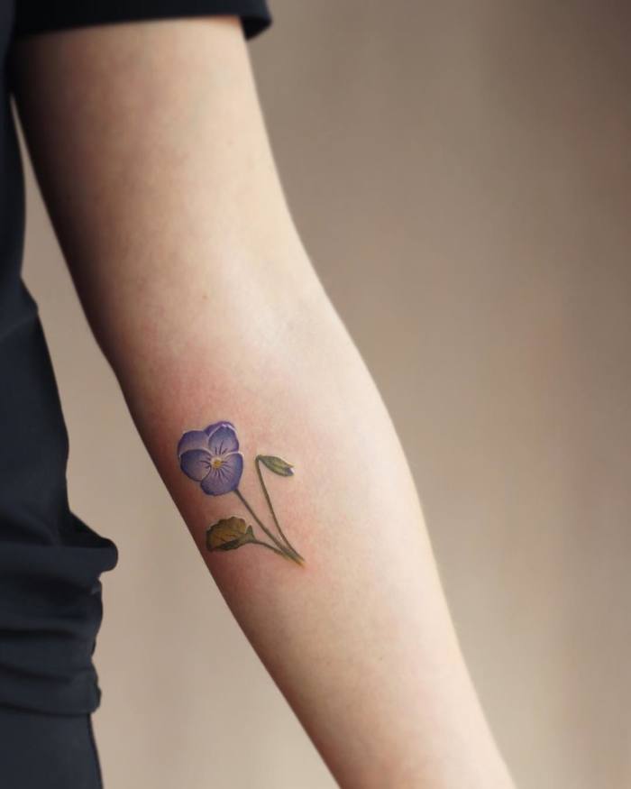 Little Violet Flower Tattoo by Cindy van Schie
