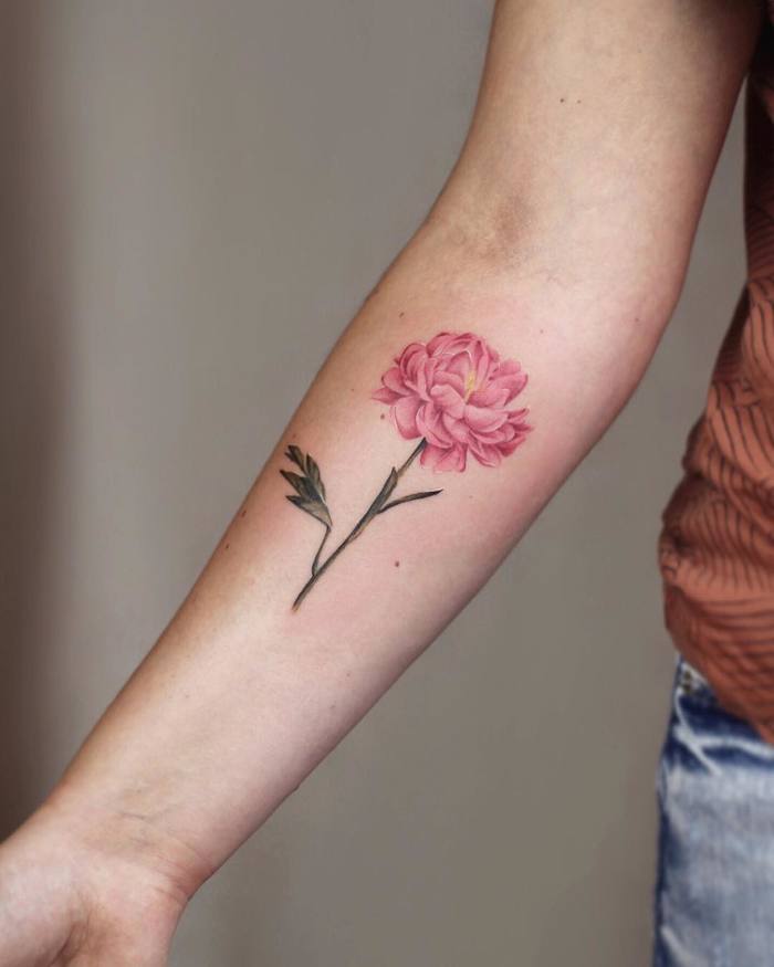 Pink Peony Tattoo by Cindy van Schie