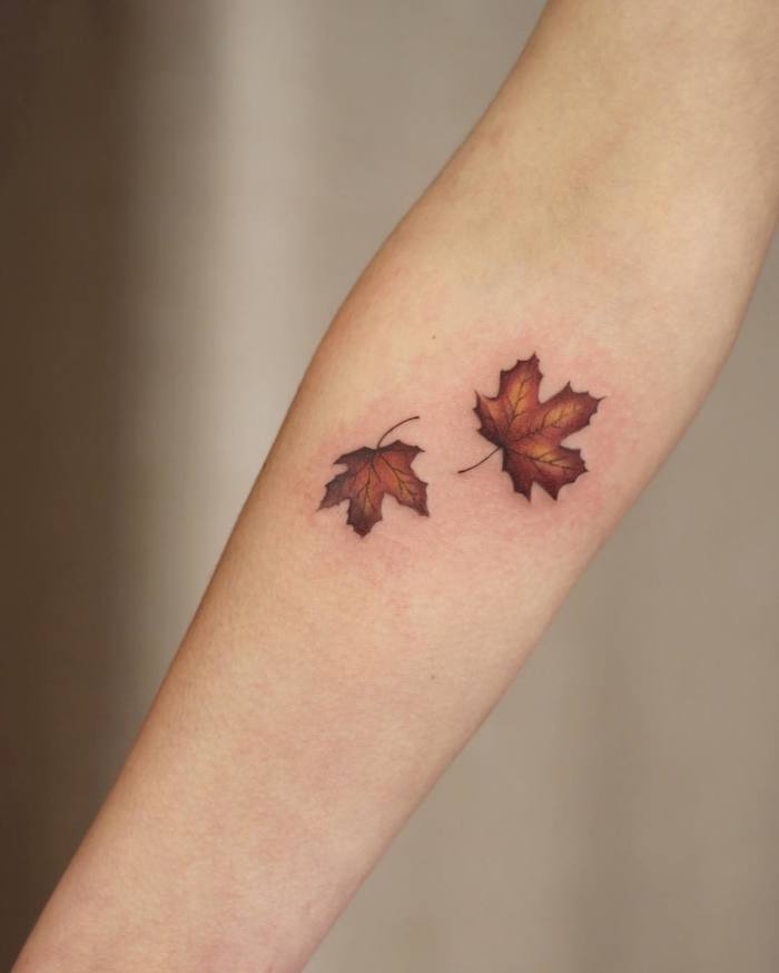 Fall Maple Leaf Tattoos by Cindy van Schie