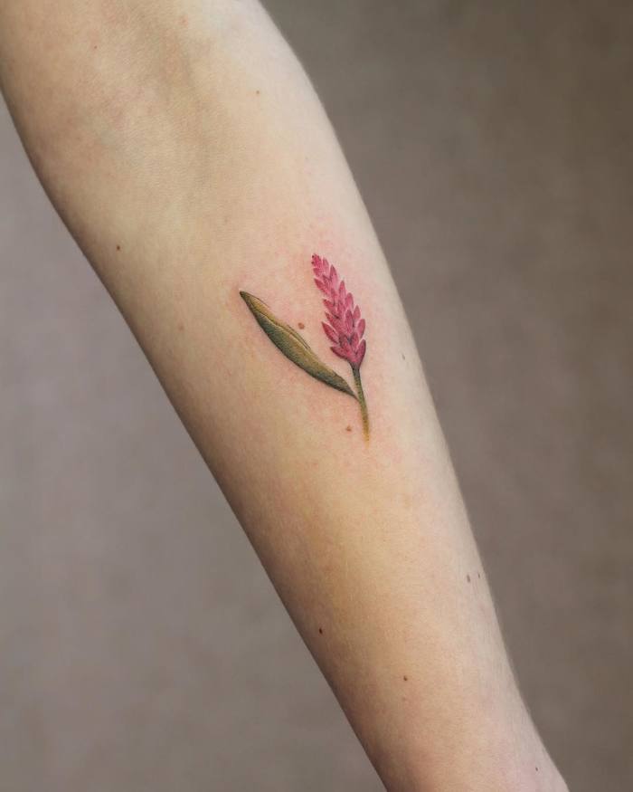 Small Celosia Flower Tattoo by Cindy van Schie