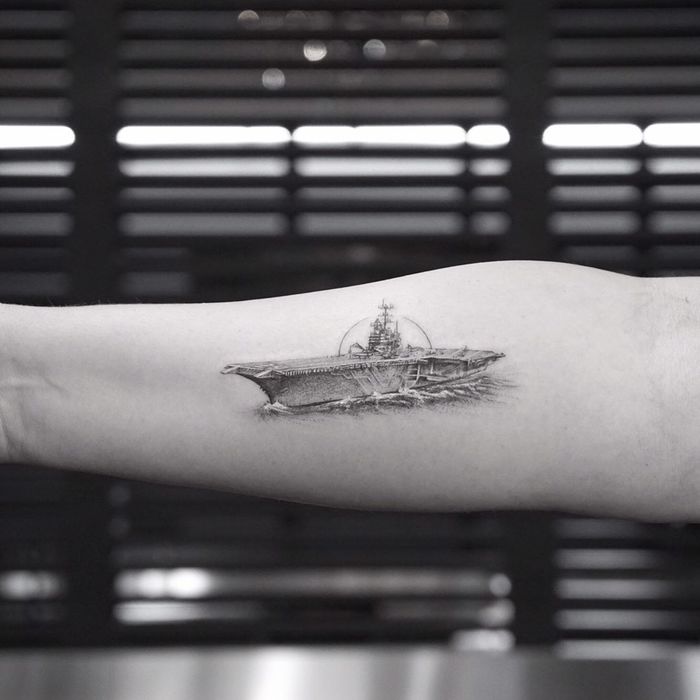 USS Independence (CV-62) Aircraft Carrier Tattoo by Mr. K