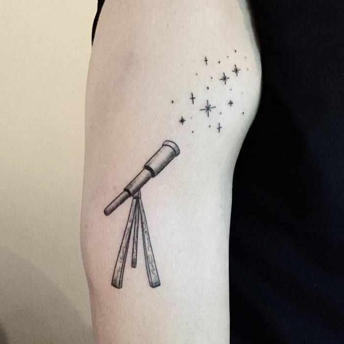 Telescope Tattoo and Stars by pokeeeeeeeoh