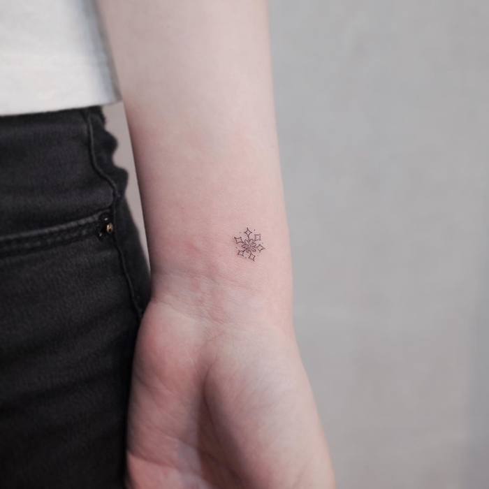 Dainty Snowflake Tattoo by Witty Button