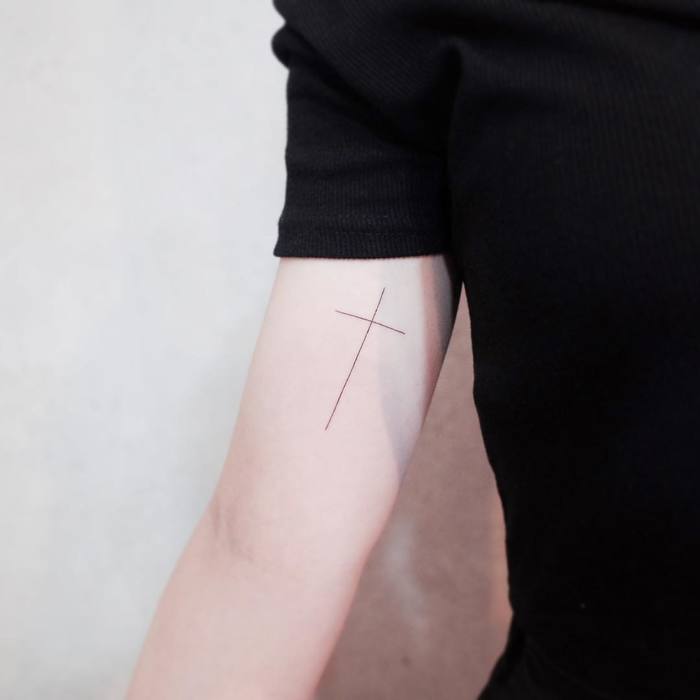 Minimalist Cross Tattoo by Witty Button