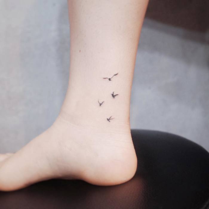 Subtle Flying Birds on Ankle by Witty Button