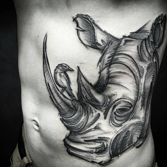 Rhino Tattoo by omurotatuajes