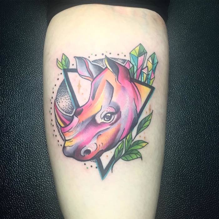 Rhino Tattoo by ladyappletattoo