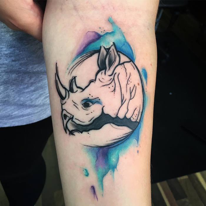 Rhino Tattoo by becky_tattoo