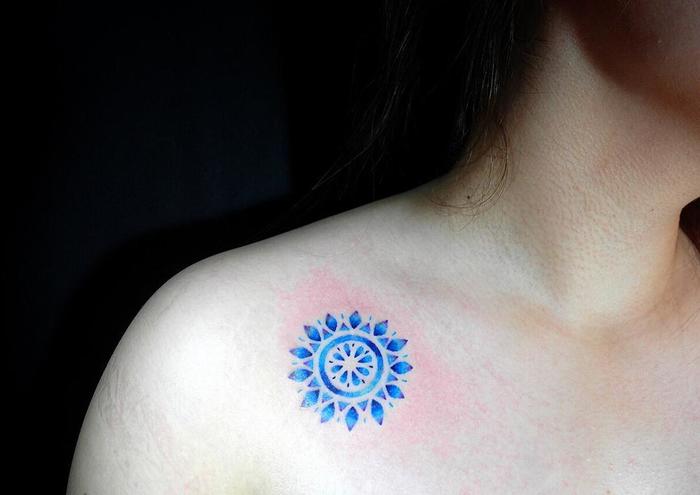 Beautiful Blue Ink Tattoo by Edna tattoo