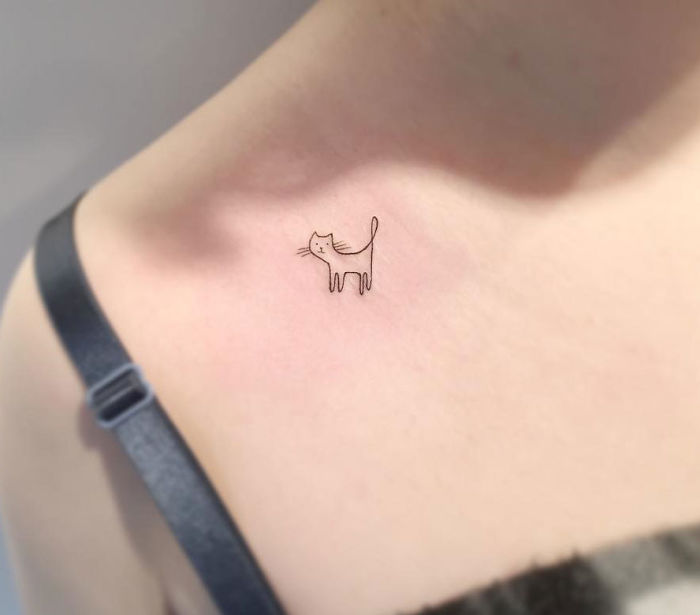 Cute And Minimalist Cat Tattoo By Playground Tattoo