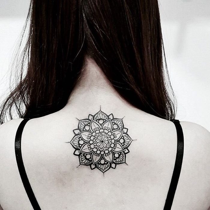 Upper back mandala tattoo by tattooist_ssul.