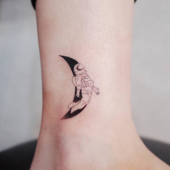 Minimalist Astronaut Tattoo by wittybutton_tattoo