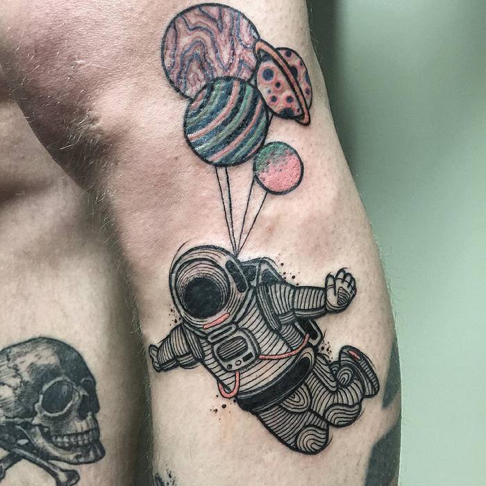 Surreal Astronaut Tattoo by bombayfoor