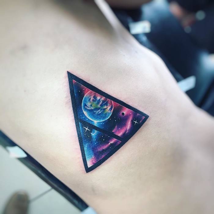 Space-Inspired Triangle Tattoo By Adrian Bascur