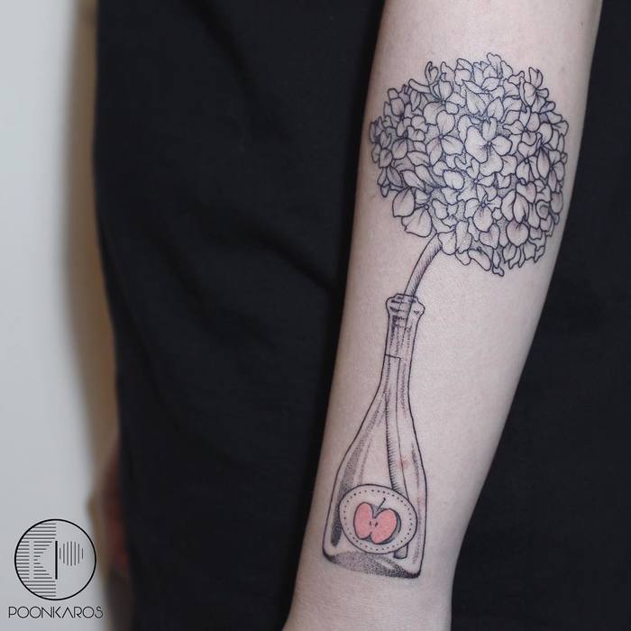 Hydrangea Tattoo by Karry Ka-Ying Poon