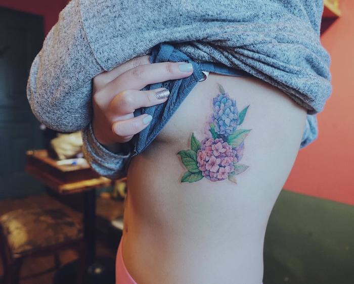 Purple and Blue Hydrangea Tattoo by Nando Tattoo 