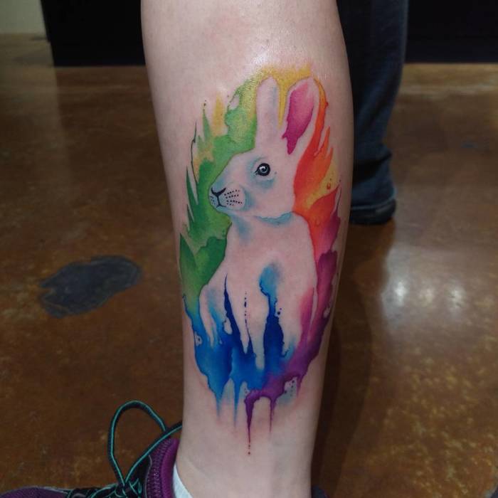 Watercolor Rabbit Tattoo by JonO
