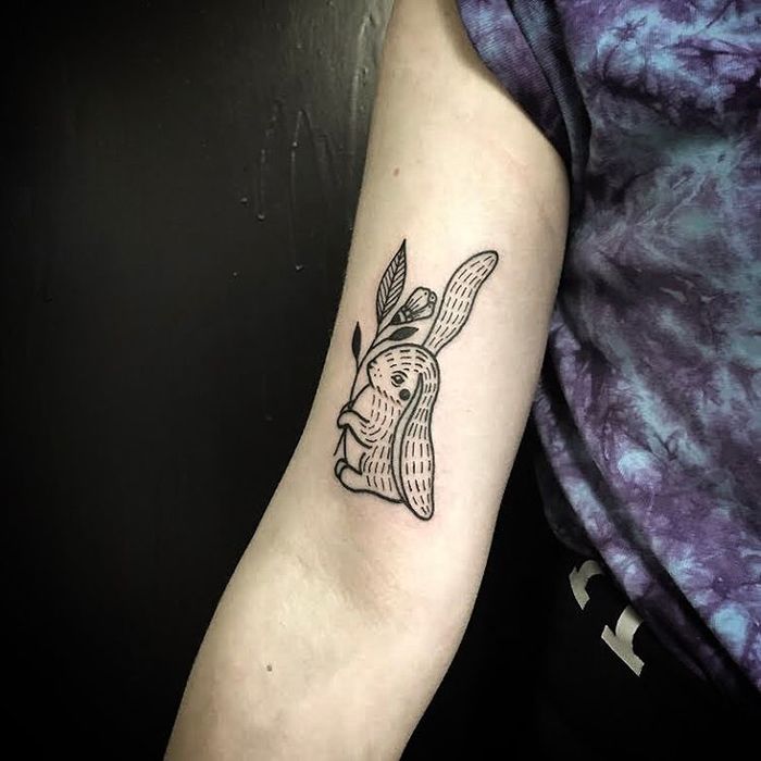Little Linework Rabbit Tattoo by Barbie Lowenberg
