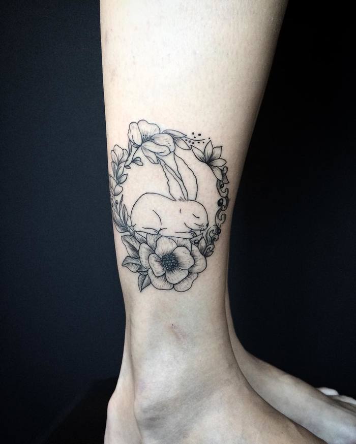 Sleepy Rabbit Tattoo by Mary Tereshchenko