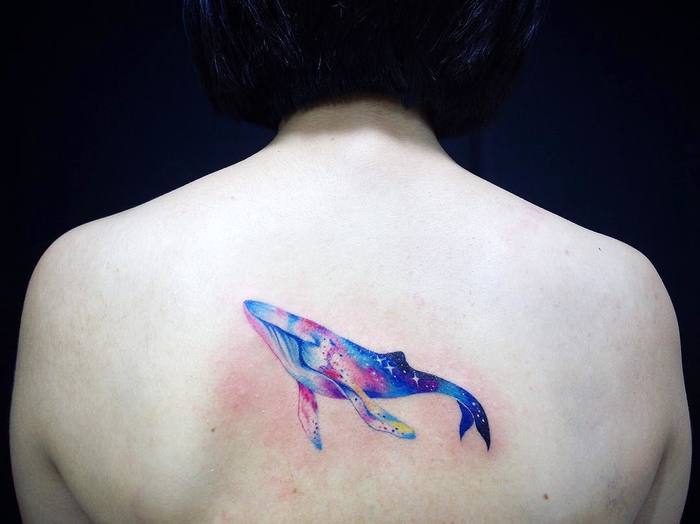 Colorful Cosmic Whale Tattoo by Edna tattoo