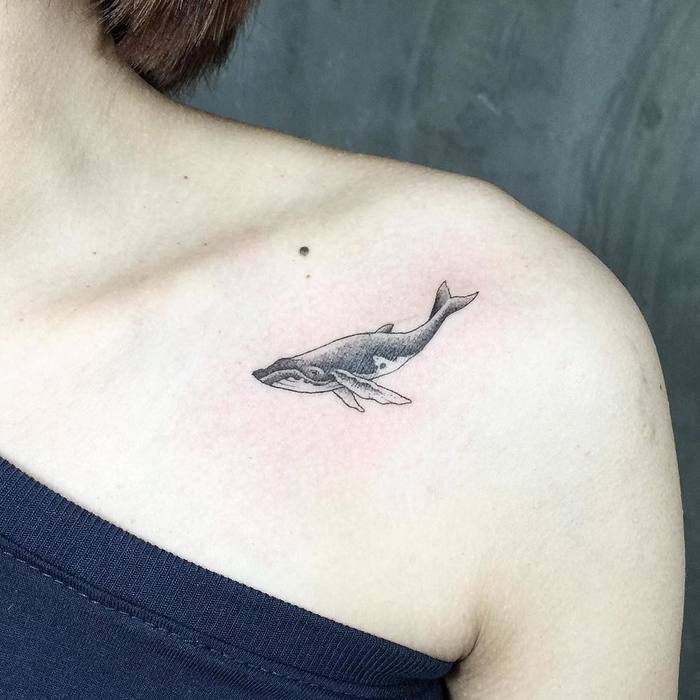 Cute Little Whale Tattoo by hiheadrox