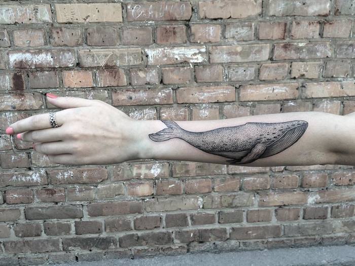 Dotwork Whale Tattoo by Mary Tereshchenko