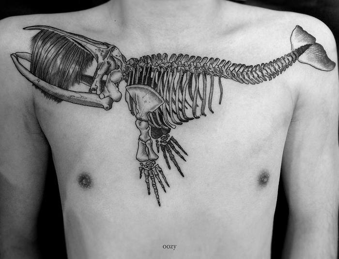 Whale Skeleton Tattoo by oozy_tattoo