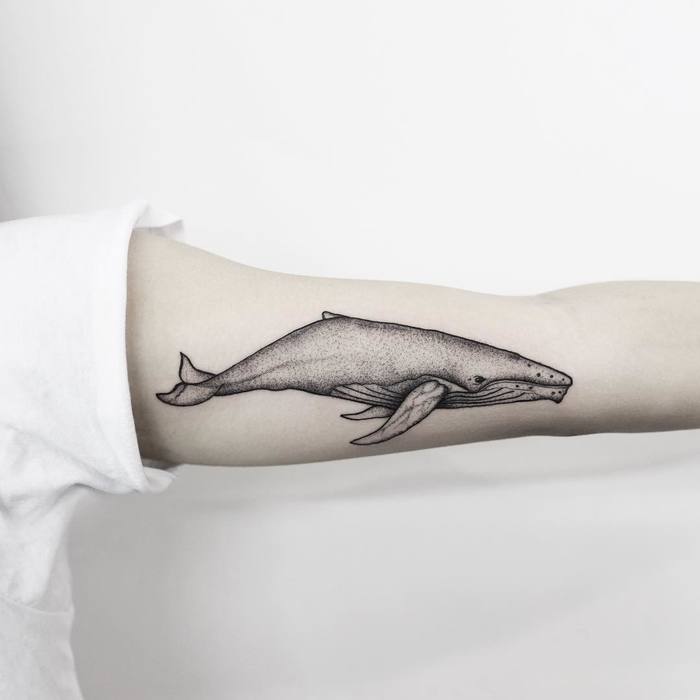 Dotwork Whale Tattoo by Malvina Maria Wisniewska