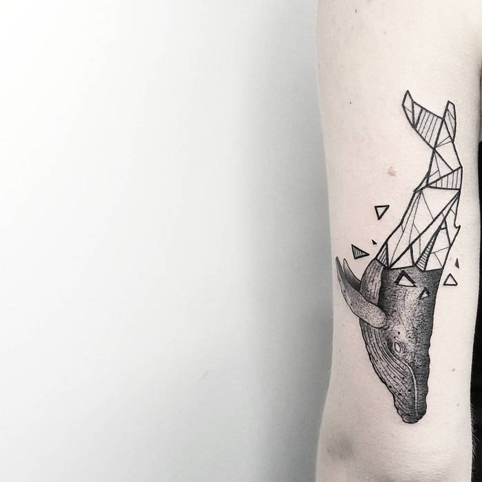 Geometric Whale Tattoo by Matteo Nangeroni