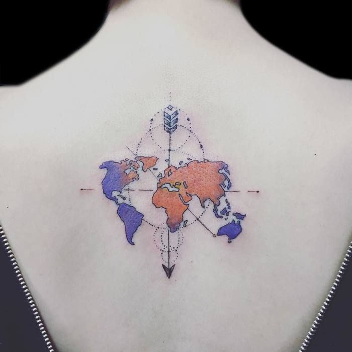 Colored World Map by gashi_tattooer