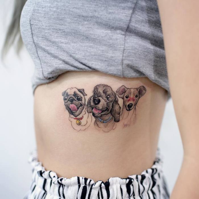 Three Cute Dog Tattoos by Tattooist_Doy