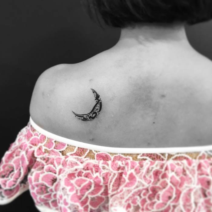 Calligraphy Crescent Moon Tattoo by evantattoo