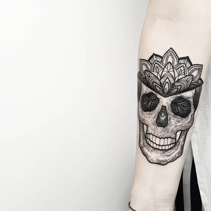 Skull and Mandala Tattoo by matteonangeroni