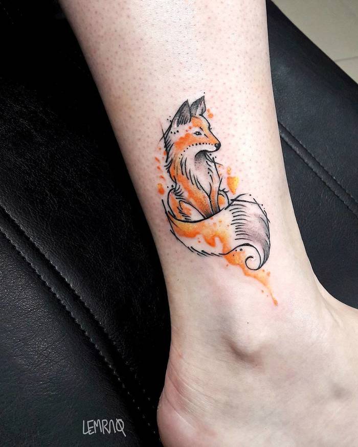 Watercolor Fox Tattoo by lemraq