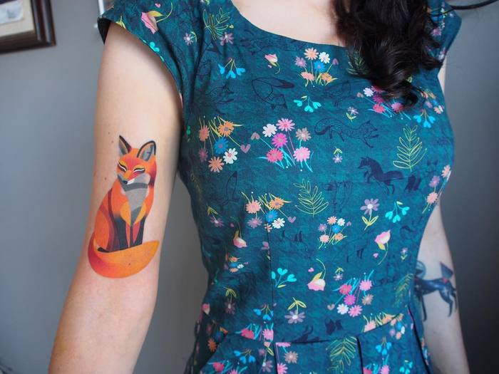 Colored Fox Tattoo by sashaunisex