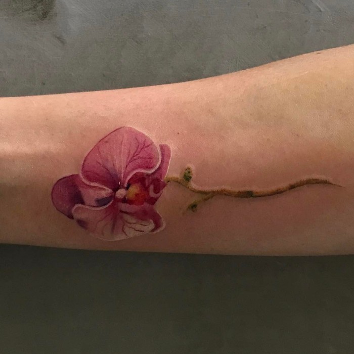 Pink Orchid Tattoo by armandean